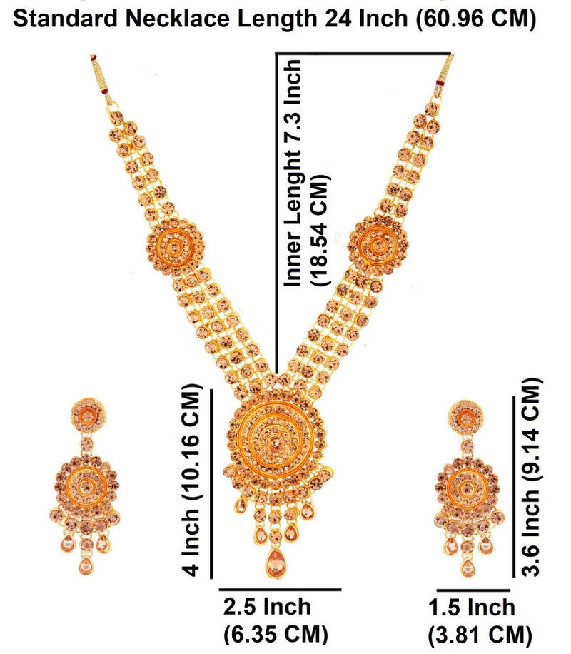 Efulgenz Indian Bridal Jewelry Indian Wedding Jewelry Sets for Women Bridal Bollywood Rhinestone Necklace Earrings Maang Tikka Head Chain Nose Ring Bracelet Jewelry Set - Image 4